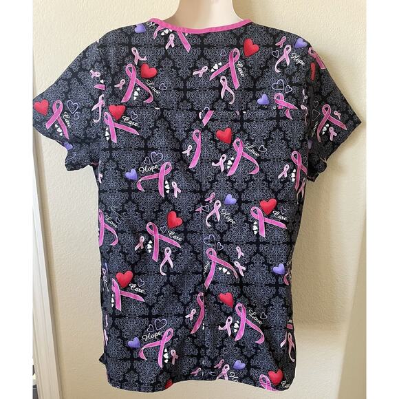Scrubstar V Neck Breast Cancer Awareness Hearts Print Women's Scrub Top Size M - Picture 6 of 7